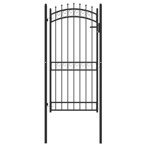 vidaXL Poort met speerpunten 100x200 cm staal zwart, Jardin & Terrasse, Portes de jardin, Envoi