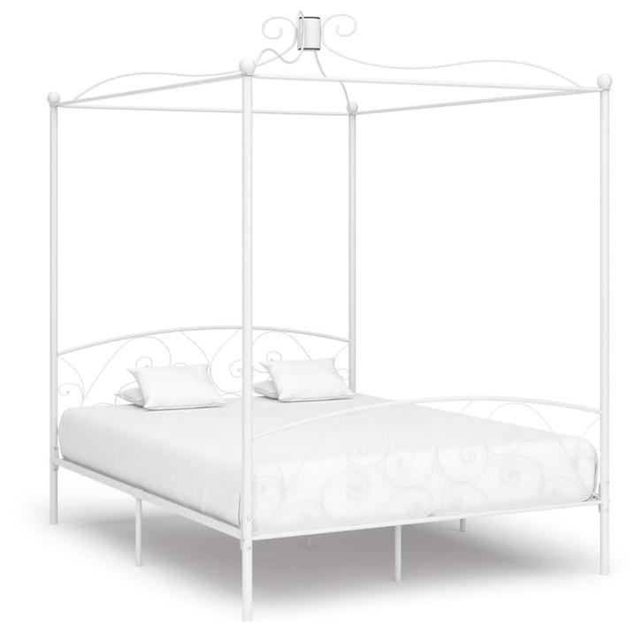 vidaXL Hemelbedframe metaal wit 160x200 cm, Huis en Inrichting, Slaapkamer | Bedden, Nieuw, Verzenden