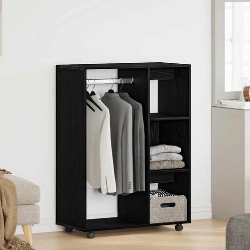 vidaXL Kledingkast 80x40x110 cm bewerkt hout zwart, Huis en Inrichting, Kasten | Kleerkasten, Nieuw, Verzenden