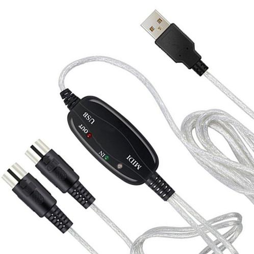 USB-A naar DIN 5-pins MIDI Kabel Adapter - MIDI USB, Computers en Software, Pc- en Netwerkkabels, Nieuw