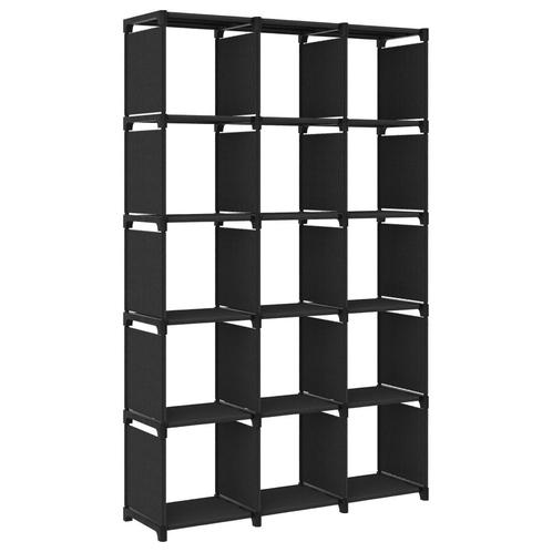 vidaXL Kast met 15 vakken 103x30x175,5 cm stof zwart, Maison & Meubles, Armoires | Bibliothèques, Envoi