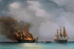Chéri Dubreuil (1828-1880) - Fire of a boat, moonlight