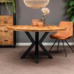 Mangohouten Eettafel Rond Tara 140 cm (5cm), Huis en Inrichting, Tafels | Eettafels, Verzenden, Rond, Nieuw, Industriële meubels