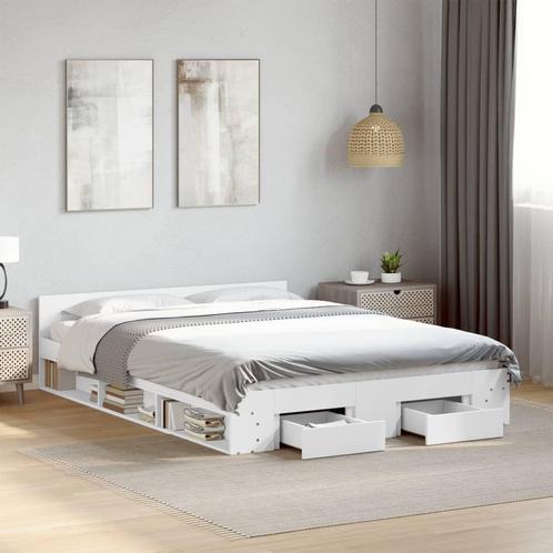 vidaXL Bedframe met lades bewerkt hout wit 140x200 cm, Huis en Inrichting, Slaapkamer | Bedden, Nieuw, Verzenden