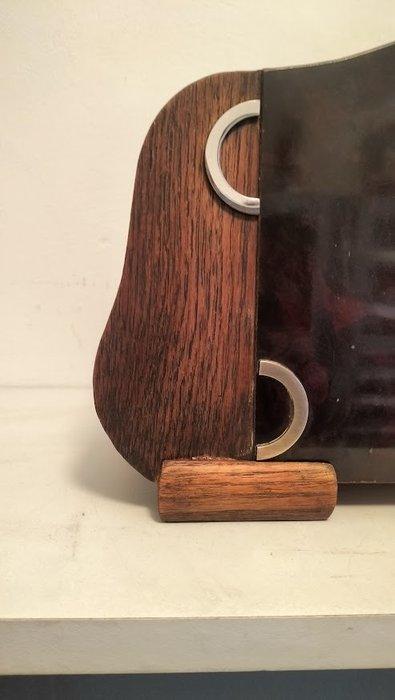 Klok - Art Deco Chroom, Hout, Messing - 1920-1930, Antiek en Kunst, Antiek | Klokken