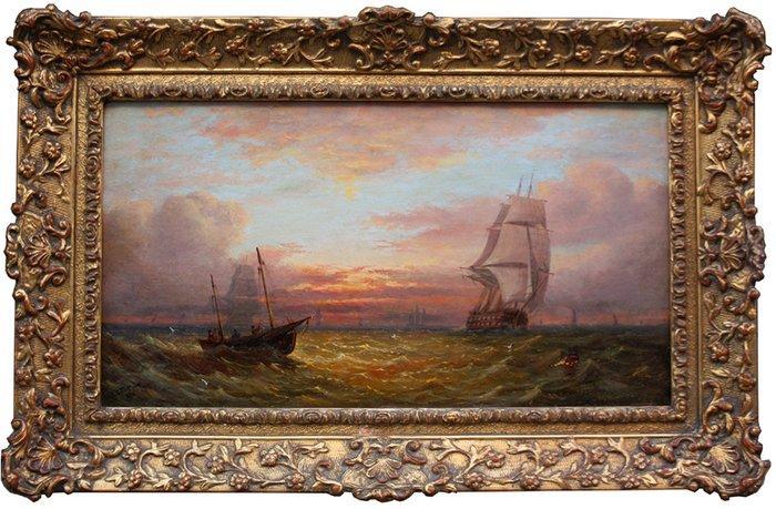 Josef Carl Berthold Puettner (1821-1881) - Seascape in, Antiek en Kunst, Kunst | Schilderijen | Klassiek