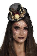 Zwart Mini Hoedje Steampunk Botten Flintstone Voodoo Skull H, Ophalen of Verzenden, Nieuw