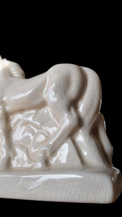 Sculpture, Statue Chevaux - Art Deco - Céramique craquelé 35, Antiquités & Art, Art | Objets design
