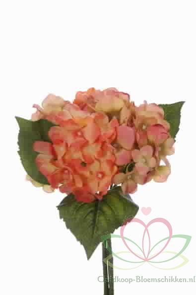 Hortensia Boeketje met *5 PEACH ZIJDE Hortensia, Huis en Inrichting, Woonaccessoires | Kunstplanten en Kunstbloemen, Nieuw