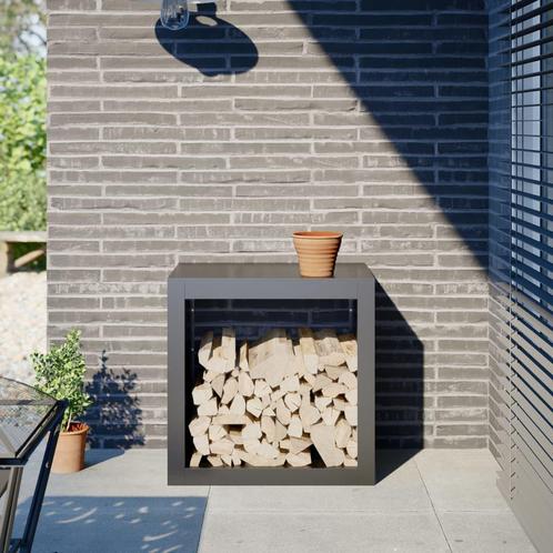 vidaXL Haardhoutrek 60x40x60 cm staal antracietkleurig, Tuin en Terras, Brandhout, Verzenden