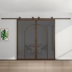 Dubbele stalen schuifdeur - Brons - 2 Vlaks rond - Rook glas, Bricolage & Construction, Châssis & Portes coulissantes