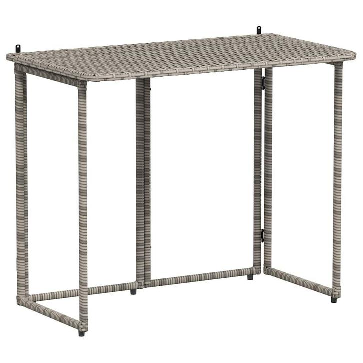 Inklapbare Tuintafel Poly Rattan Grijs | Retour Deal | 53..., Tuin en Terras, Tuintafels, Rechthoekig, Nieuw, Kunststof, Verzenden
