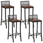 vidaXL Chaises de bar lot de 4 bois de récupération, Maison & Meubles, Verzenden, Neuf