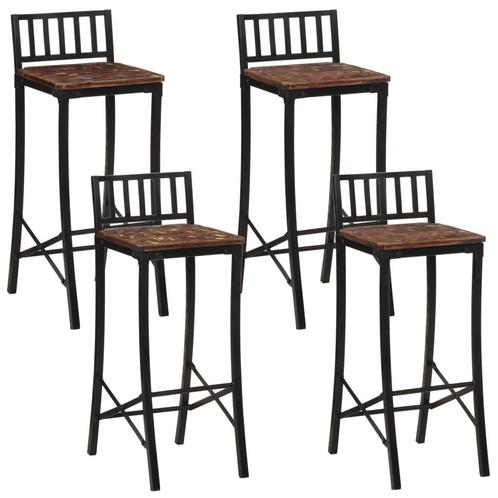 vidaXL Chaises de bar lot de 4 bois de récupération, Maison & Meubles, Tabourets de bar, Neuf, Envoi