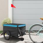 vidaXL Fietstrailer 30 kg ijzer zwart en blauw, Fietsen en Brommers, Verzenden, Nieuw