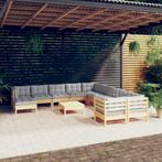 vidaXL 12-delige Loungeset met grijze kussens grenenhout, Tuin en Terras, Tuinsets en Loungesets, Verzenden, Nieuw, Loungeset