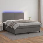 vidaXL Boxspring met matras en LED kunstleer grijs 160x200, Maison & Meubles, Verzenden