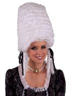 Hoge witte luxe Pompadour pruik, Ophalen of Verzenden