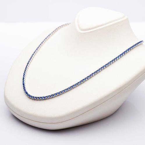 Zonder Minimumprijs - Halsketting Zilver Saffier - Saffier -, Handtassen en Accessoires, Kettingen