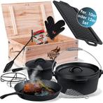 Dutch oven  - gietijzeren pannenset 10-delig - barbecuepan, Tuin en Terras, Verzenden, Nieuw