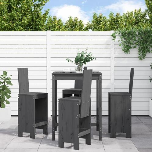 vidaXL 5-delige Tuinbarset massief grenenhout grijs, Tuin en Terras, Tuinsets en Loungesets, Nieuw, Verzenden
