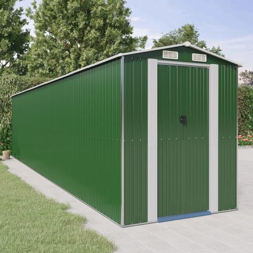 vidaXL Tuinschuur 192x855x223 cm gegalvaniseerd staal groen, Tuin en Terras, Tuinhuizen, Nieuw, Verzenden