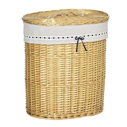 TRUUSK Wilgen Wasmand Met Deksel 100L - Natuurlijk Design -, Tuin en Terras, Droogmolens en Wasrekken, Verzenden
