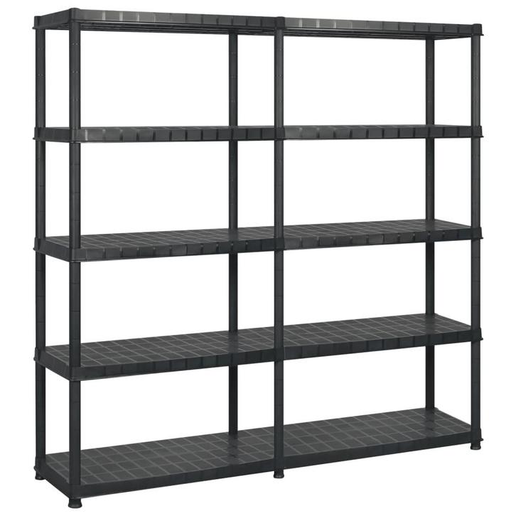 vidaXL Opbergrek 5-laags 183x45,7x185 cm kunststof zwart, Huis en Inrichting, Kasten | Stellingkasten, Nieuw, Verzenden