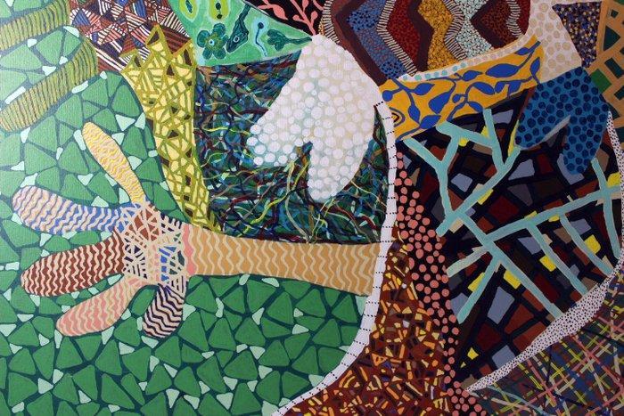 Madior Dieng (1981) - Les deux mains, Antiek en Kunst, Kunst | Schilderijen | Modern