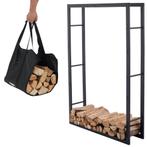 Lendo Online Brandhoutrek 100x25x148 cm Zwart Staal, Verzenden