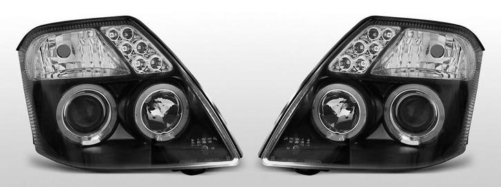Koplampen Angel Eyes | Citroen C2 2003-2010 | zwart, Auto-onderdelen, Verlichting, Nieuw, Peugeot, Verzenden