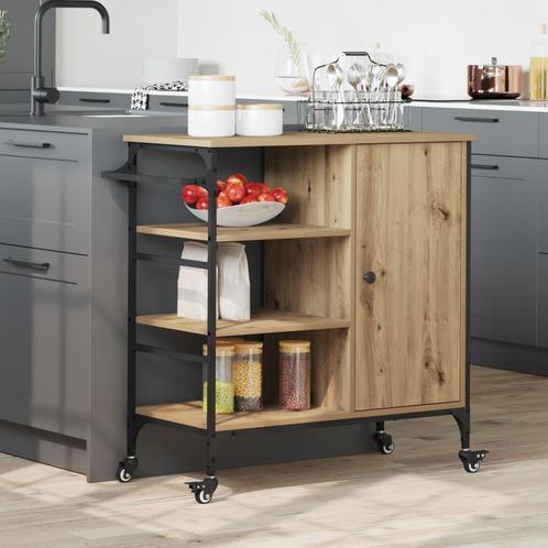 vidaXL Keuken Trolley Artisan Eiken 87.5x38.5x84.5 cm, Huis en Inrichting, Keuken | Keukenbenodigdheden, Nieuw, Verzenden