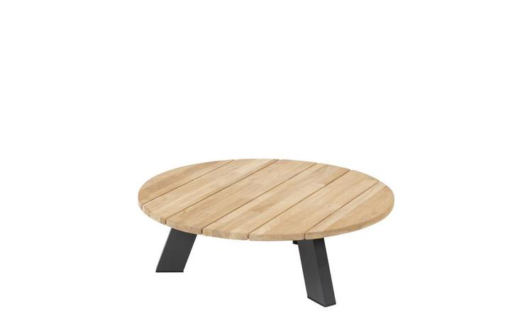 4 Seasons Outdoor Cosmic RVS loungetafel met teak blad Ø 78, Tuin en Terras, Tuinsets en Loungesets