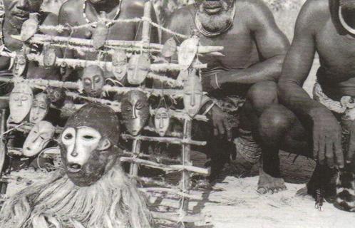 Driemaalgezichtsmasker - Lega - DR Congo (Zonder, Antiek en Kunst, Kunst | Niet-Westerse kunst