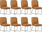 Set van 8 Cognac leren industriële design eetkamerstoelen -, Nieuw, Vijf, Zes of meer stoelen, Modern, Leer