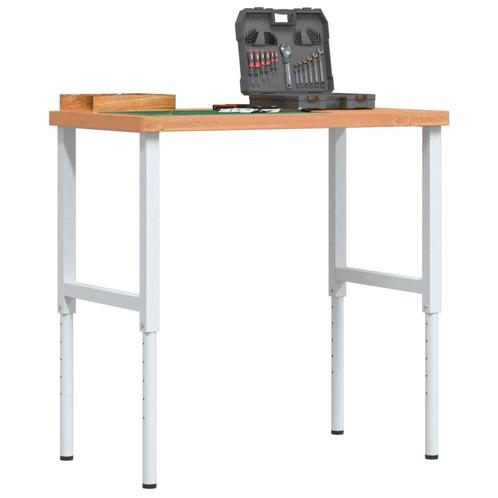 vidaXL Werkbank rechthoekig 100x60x(73-99,5) cm massief, Doe-het-zelf en Bouw, Werkbanken, Nieuw, Verzenden