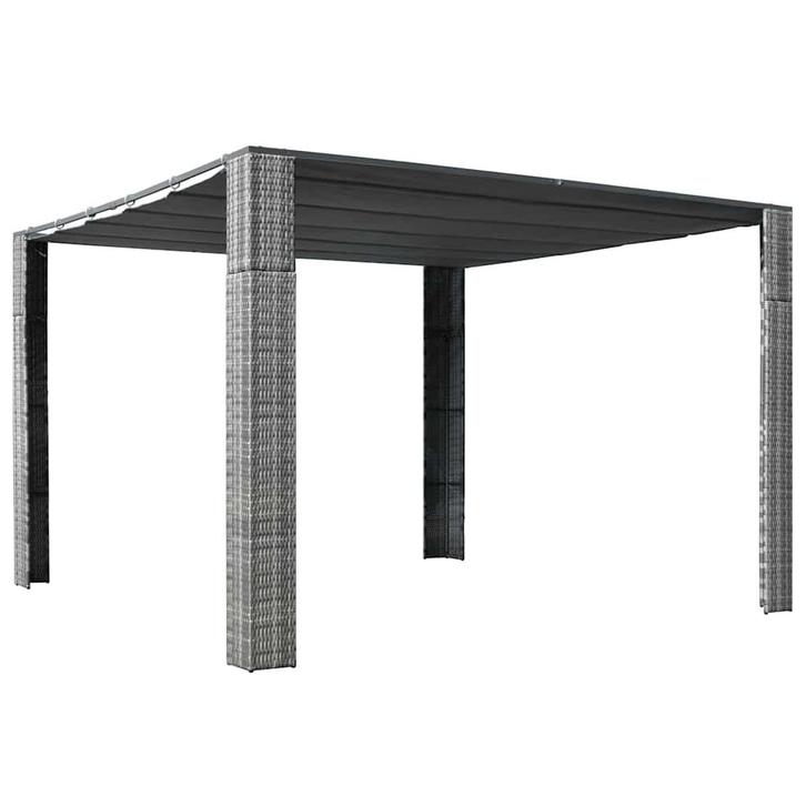 vidaXL Prieel met dak 300x300x220 cm poly rattan grijs en, Jardin & Terrasse, Tonnelles, Envoi