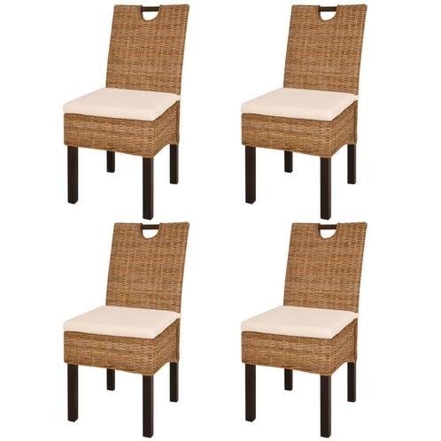 vidaXL Eetkamerstoel 4 st kubu rattan mangohout, Huis en Inrichting, Stoelen, Nieuw, Verzenden