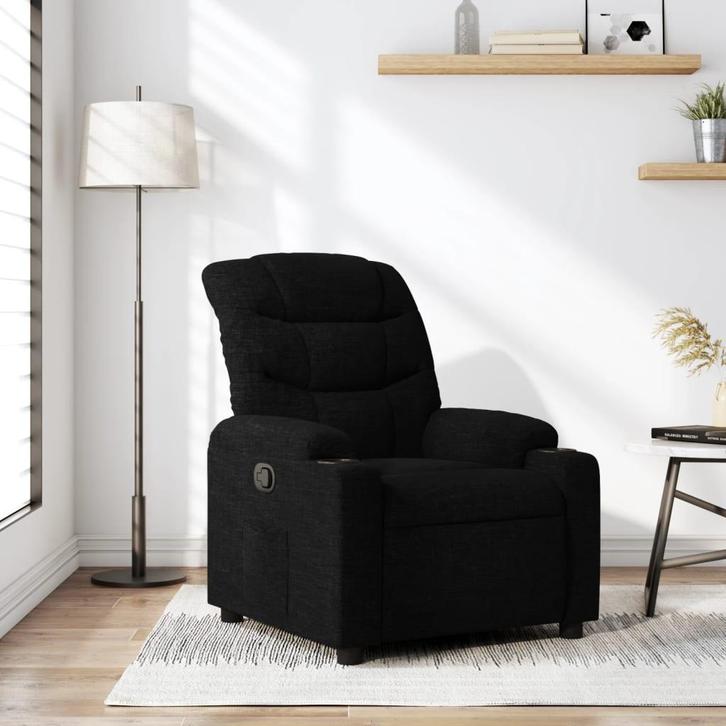 Verstelbare Stof Fauteuil Zwart | Tweede Kansje | OP = OP, Huis en Inrichting, Fauteuils, 75 tot 100 cm, 75 tot 100 cm, Nieuw