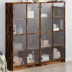 vidaXL Boekenkast met deuren 136x37x142 cm hout gerookt, Verzenden, Nieuw