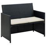 vidaXL Tuinbank 2-zits met kussens poly rattan zwart, Verzenden, Nieuw