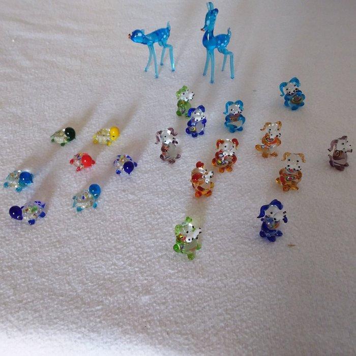 Beeldje - Set di animali in vetro soffiato (21) - Glas, Antiek en Kunst, Antiek | Speelgoed