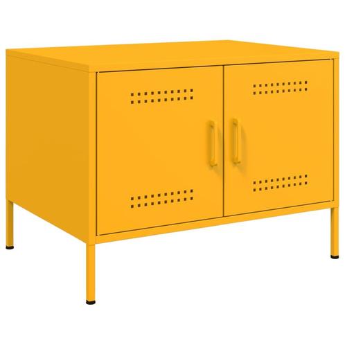 vidaXL Salontafel 68x50x50,5 cm staal mosterdgeel, Huis en Inrichting, Tafels | Salontafels, Nieuw, Verzenden