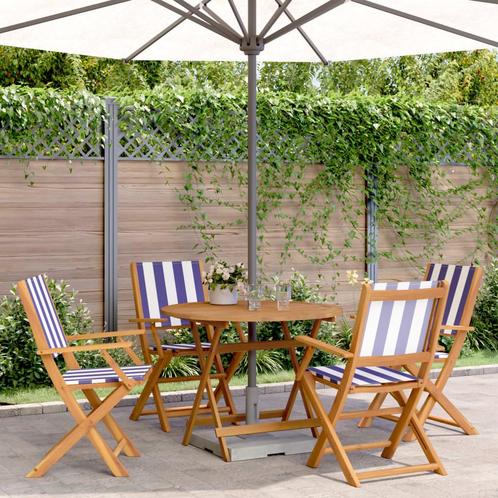 vidaXL 5-delige Tuinset massief hout en stof blauw en wit, Tuin en Terras, Tuinsets en Loungesets, Tuinset, Nieuw, Verzenden