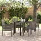 vidaXL 5-delige Tuinset met Kussens Grijs Poly Rattan, Tuin en Terras, Tuinstoelen, Verzenden, Nieuw