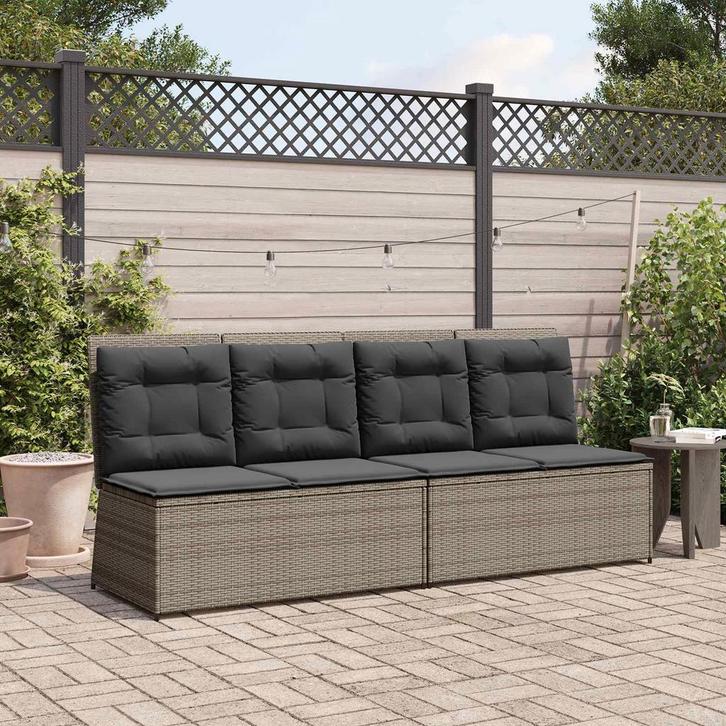 vidaXL Tuinbank Grijs poly rattan, Tuin en Terras, Tuinsets en Loungesets, Nieuw, Verzenden