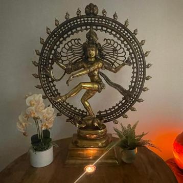 Beeld Shiva Nataraj XXXL Dubbele Ring - Brons/Messing - 51,5, Ophalen of Verzenden