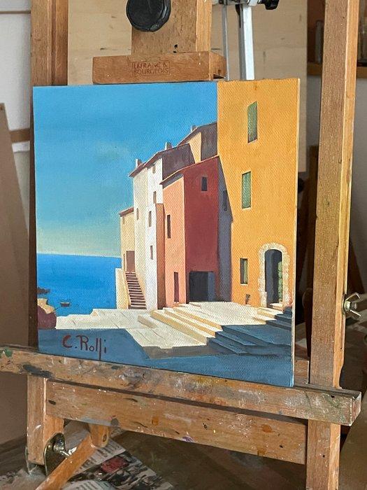 Claudio Rolfi (1960) - Borgo sul mare, Antiek en Kunst, Kunst | Schilderijen | Modern