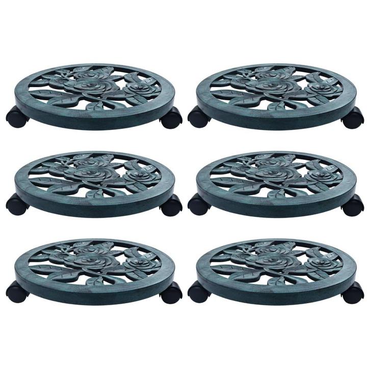 vidaXL Plantentrolleys 6 st 38 cm kunststof groen, Tuin en Terras, Bloembakken en Plantenbakken, Nieuw, Verzenden