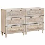 vidaXL Dressoir 2 pcs Wit 60 x 33 x 75 cm massief mangohout, Huis en Inrichting, Kasten | Overige, Verzenden, Nieuw